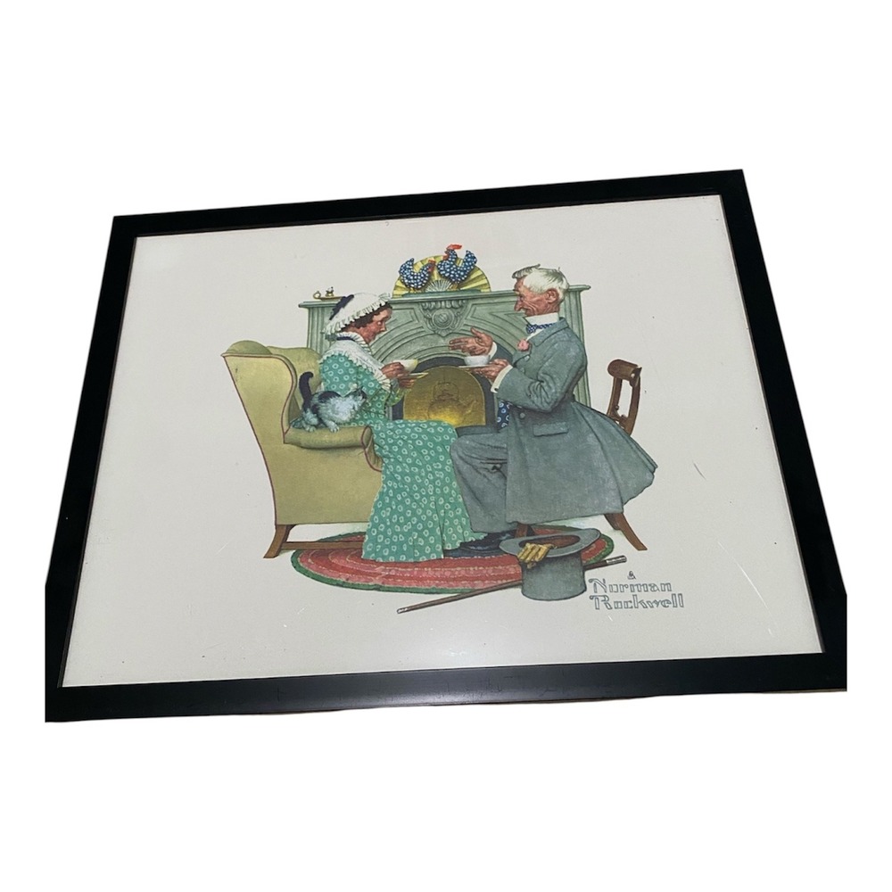 Norman Rockwell Tea for Two Framed Art Print Black Frame Americana Decor 12x15